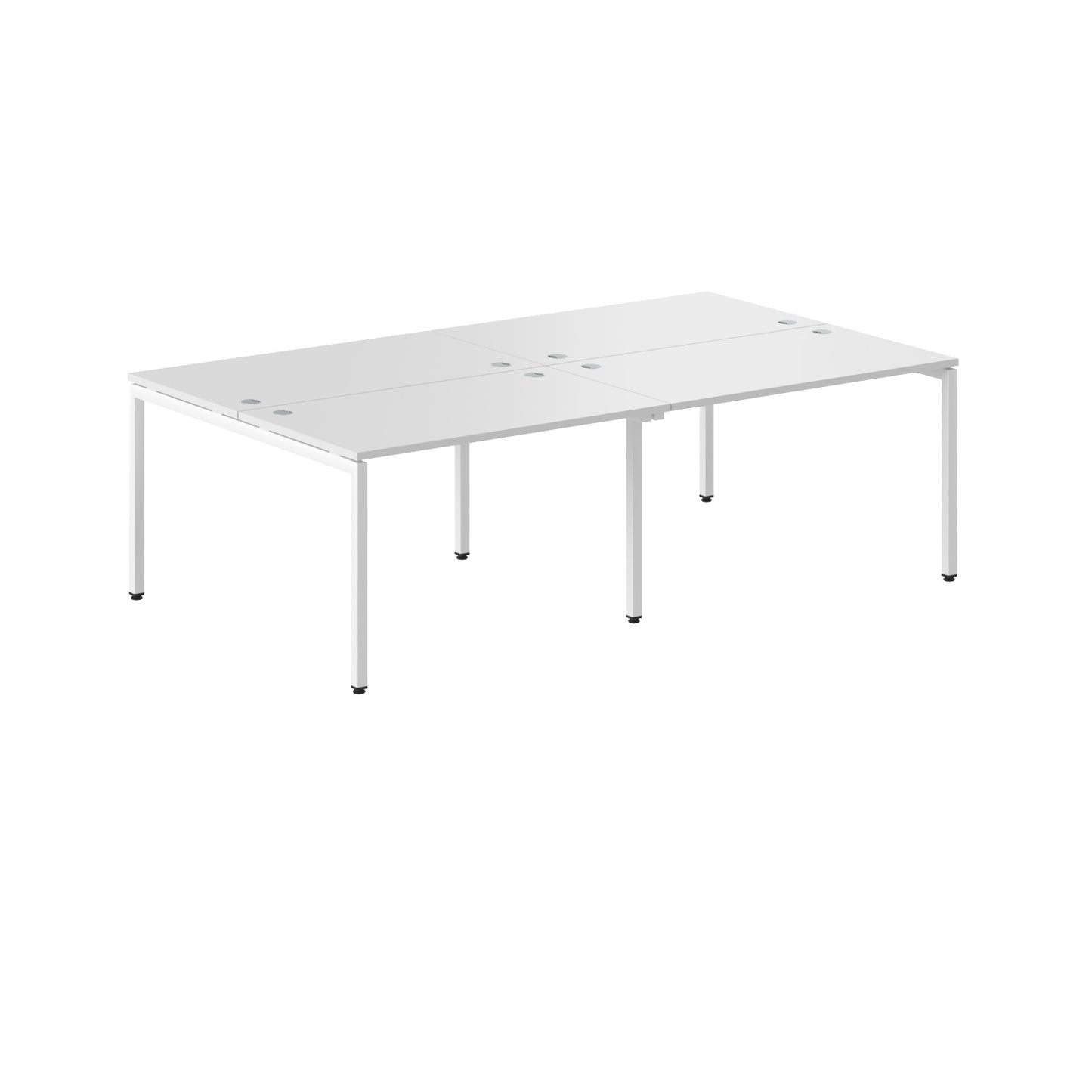 RECTANGULAR SHAPE CLUSTER OF 04 WORKSTATION MADE IN 25MM MFC TOP, E1 LAMINATE CHIPBOARD WITH WOODEN MODESTY PANEL 40X40MM METAL U SHAPE FRAMES