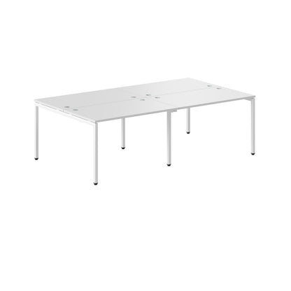 RECTANGULAR SHAPE CLUSTER OF 04 WORKSTATION MADE IN 25MM MFC TOP, E1 LAMINATE CHIPBOARD WITH WOODEN MODESTY PANEL 40X40MM METAL U SHAPE FRAMES