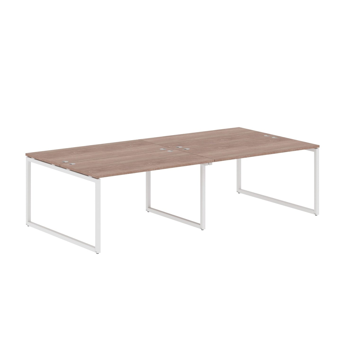 RECTANGULAR SHAPE CLUSTER OF 04 WORKSTATION MADE IN 25MM MFC TOP, E1 LAMINATE CHIPBOARD WITH WOODEN MODESTY PANEL 40X40MM METAL O SHAPE FRAMES