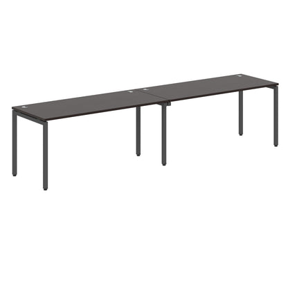 RECTANGULAR SHAPE CLUSTER OF 02 WORKSTATION MADE IN 25MM MFC TOP, E1 LAMINATE CHIPBOARD WITH WOODEN MODESTY PANEL 40X40MM METAL U SHAPE FRAMES