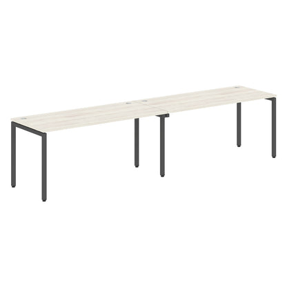 RECTANGULAR SHAPE CLUSTER OF 02 WORKSTATION MADE IN 25MM MFC TOP, E1 LAMINATE CHIPBOARD WITH WOODEN MODESTY PANEL 40X40MM METAL U SHAPE FRAMES
