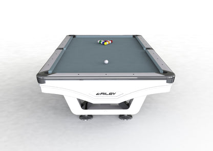 8ft Riley Ray Tournament American Pool Table – White/Bankers Grey Table Size: 260 x 149 x 79cm (H) | Room Size: 564 x 452cm by Admiral World Sports - RILEY | Souqify