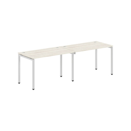 RECTANGULAR SHAPE CLUSTER OF 02 WORKSTATION MADE IN 25MM MFC TOP, E1 LAMINATE CHIPBOARD WITH WOODEN MODESTY PANEL 40X40MM METAL U SHAPE FRAMES