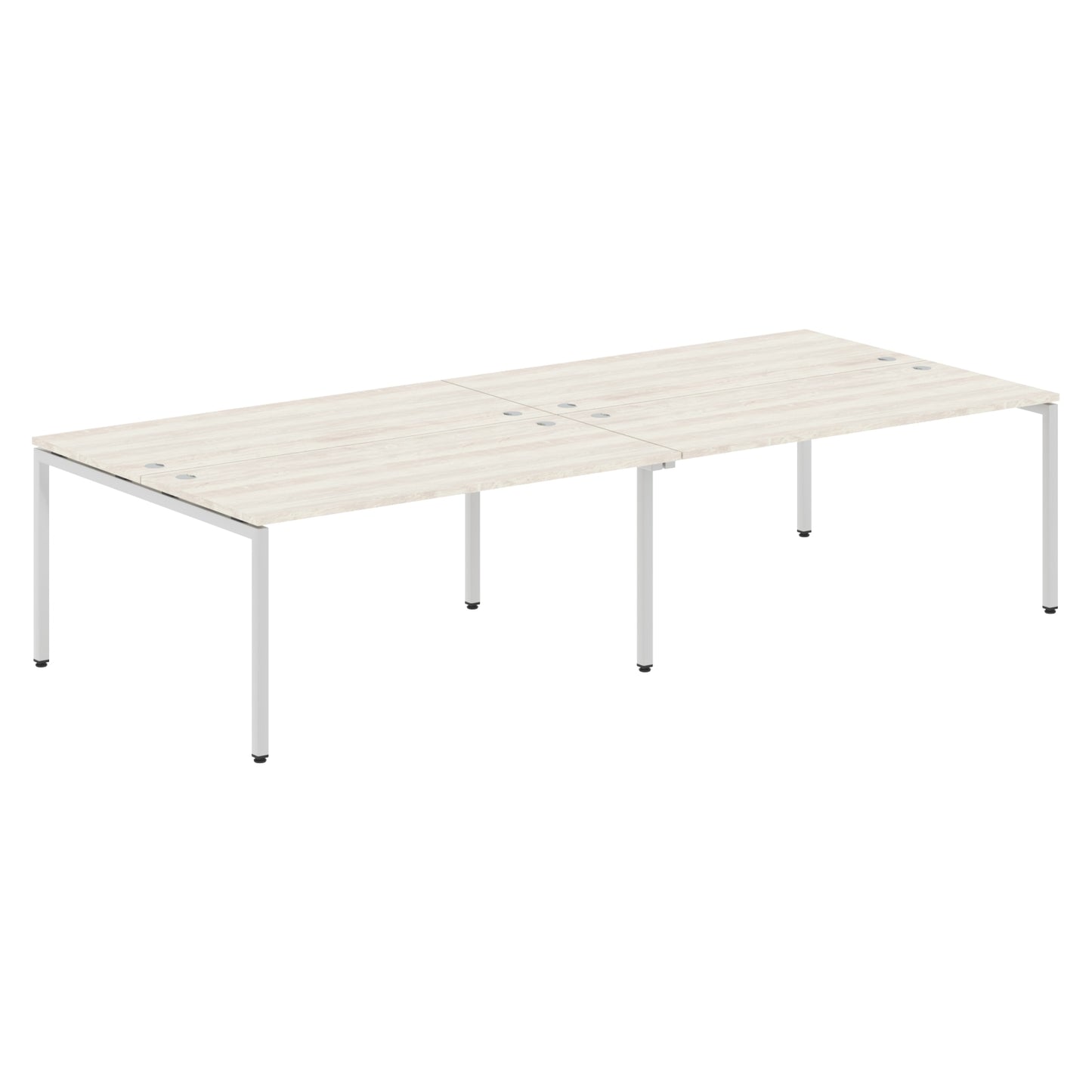 RECTANGULAR SHAPE CLUSTER OF 04 WORKSTATION MADE IN 25MM MFC TOP, E1 LAMINATE CHIPBOARD WITH WOODEN MODESTY PANEL 40X40MM METAL U SHAPE FRAMES