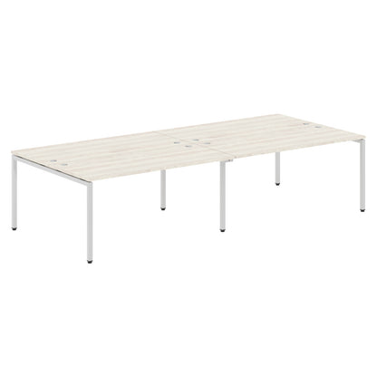 RECTANGULAR SHAPE CLUSTER OF 04 WORKSTATION MADE IN 25MM MFC TOP, E1 LAMINATE CHIPBOARD WITH WOODEN MODESTY PANEL 40X40MM METAL U SHAPE FRAMES