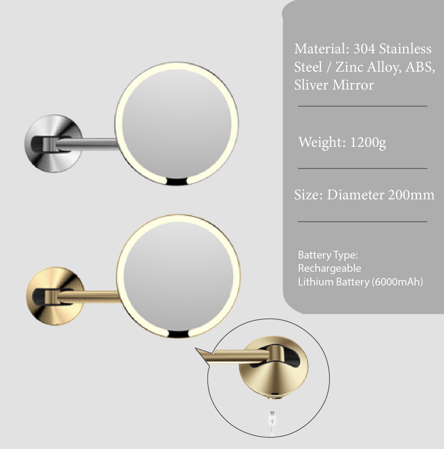 Tuscani JAVA TJ-M8881 Wall Hung Design Makeup Mirror