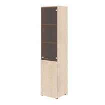 FULL HEIGHT CABINET, MADE IN E1 LAMINATE CHIPBOARD, WITH GLASS AND WOODEN SWING DOOR