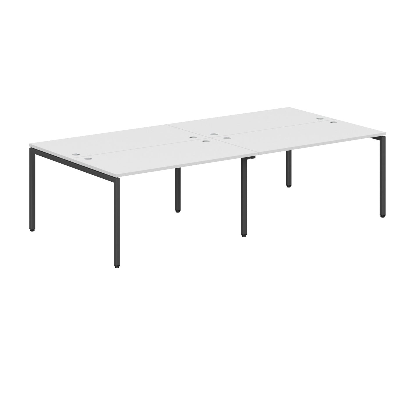 RECTANGULAR SHAPE CLUSTER OF 04 WORKSTATION MADE IN 25MM MFC TOP, E1 LAMINATE CHIPBOARD WITH WOODEN MODESTY PANEL 40X40MM METAL U SHAPE FRAMES