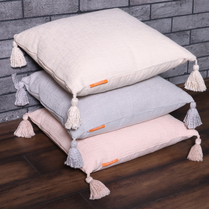 Cream  Cotton Throw cushion with Tassels 45 x 45 cm- Two Pieces