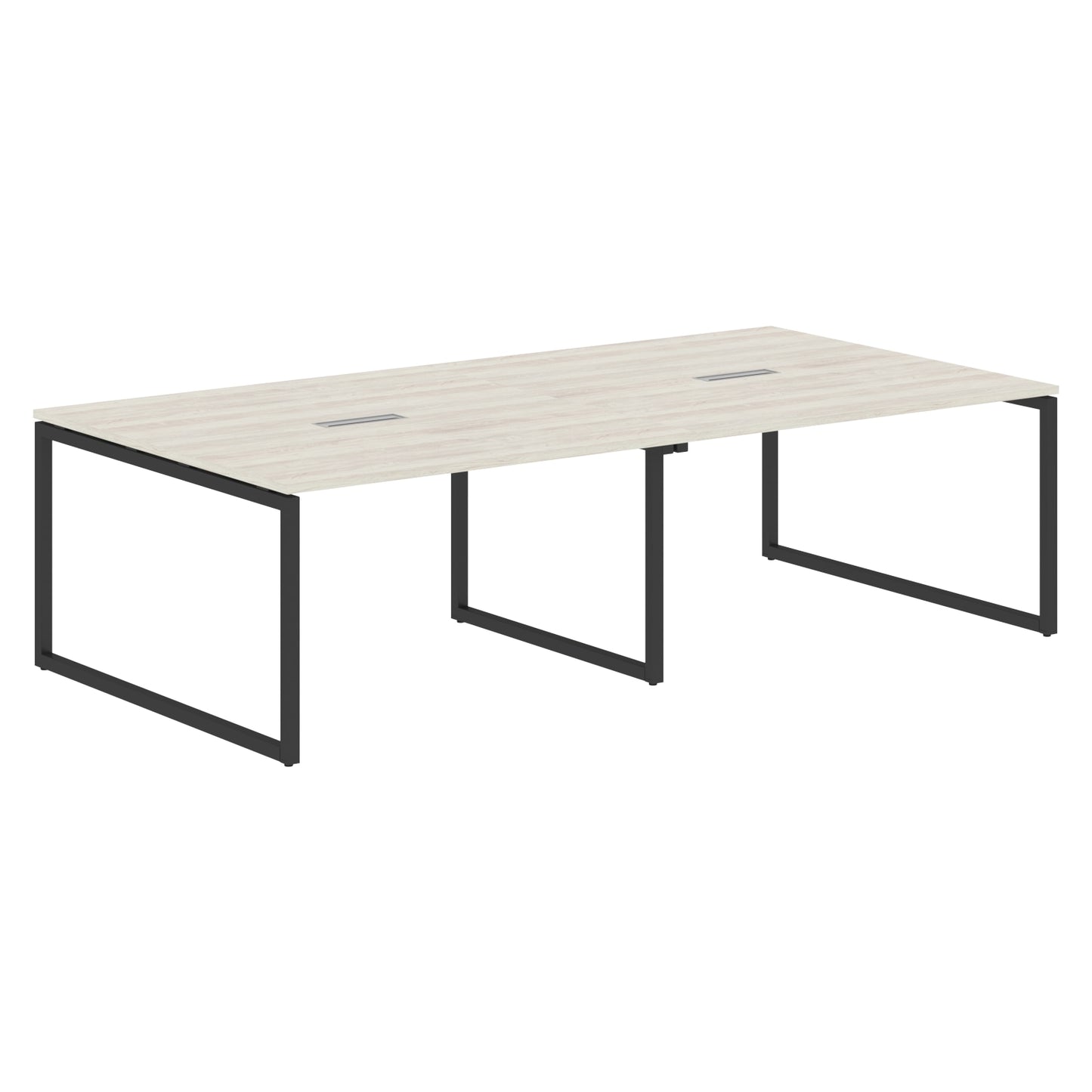RECTANGULAR SHAPE CLUSTER OF 04 WORKSTATION MADE IN 25MM MFC TOP, E1 LAMINATE CHIPBOARD WITH WOODEN MODESTY PANEL 40X40MM METAL O SHAPE FRAMES