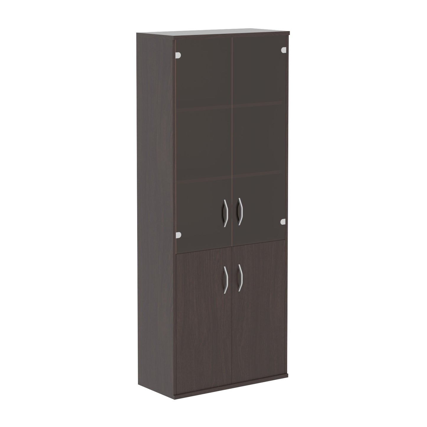 FULL HEIGHT CABINET, MADE IN E1 LAMINATE CHIPBOARD, WITH UPPER GLASS AND WOODEN SWING DOORS