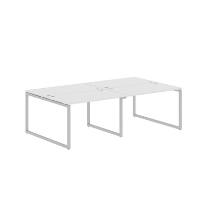 RECTANGULAR SHAPE CLUSTER OF 04 WORKSTATION MADE IN 25MM MFC TOP, E1 LAMINATE CHIPBOARD WITH WOODEN MODESTY PANEL 40X40MM METAL O SHAPE FRAMES