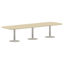 RECTANGLE SHAPE WITH CURVE CORNER MEETING TABLE, MADE IN E1 LAMINATE CHIPBOPARD, WITH METAL LEGS