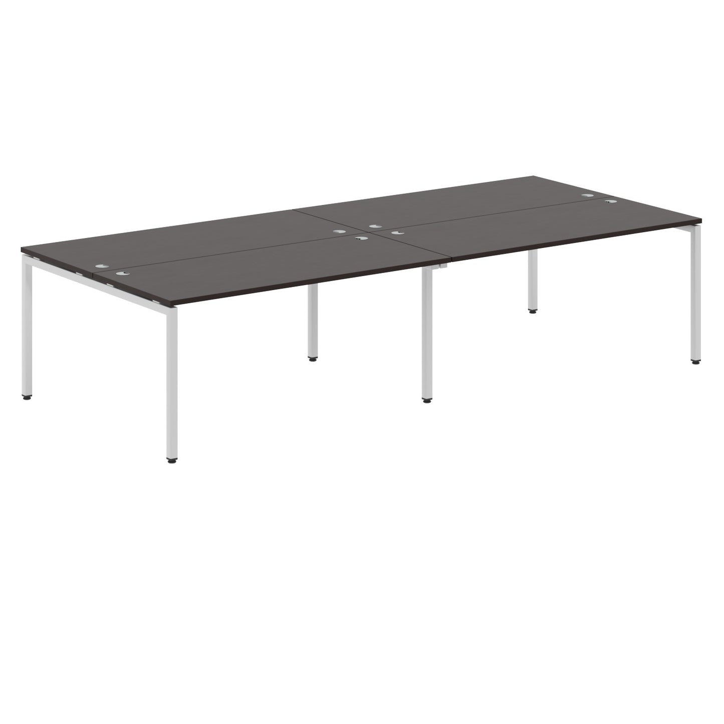 RECTANGULAR SHAPE CLUSTER OF 04 WORKSTATION MADE IN 25MM MFC TOP, E1 LAMINATE CHIPBOARD WITH WOODEN MODESTY PANEL 40X40MM METAL U SHAPE FRAMES
