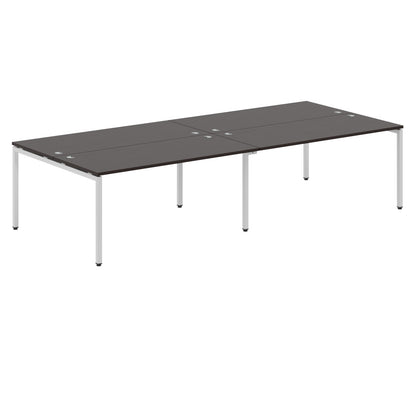 RECTANGULAR SHAPE CLUSTER OF 04 WORKSTATION MADE IN 25MM MFC TOP, E1 LAMINATE CHIPBOARD WITH WOODEN MODESTY PANEL 40X40MM METAL U SHAPE FRAMES