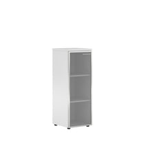 MEDIUM HEIGHT CABINET, MADE IN E1 LAMINATE CHIPBOARD, WITH GLASS SWING DOOR