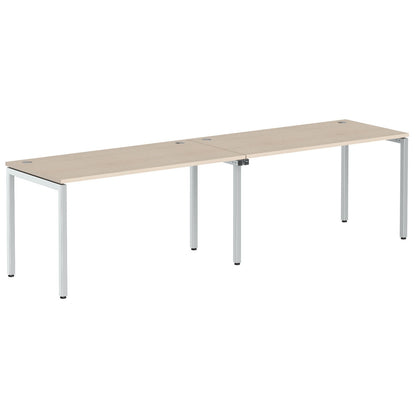RECTANGULAR SHAPE CLUSTER OF 02 WORKSTATION MADE IN 25MM MFC TOP, E1 LAMINATE CHIPBOARD WITH WOODEN MODESTY PANEL 40X40MM METAL U SHAPE FRAMES