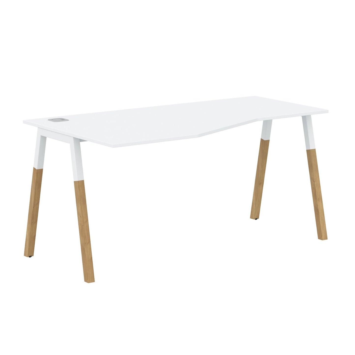EXECUTIVE MODERN DESIGN L SHAPE DESK, MADE IN E1 LAMINATE CHIPBOPARD, WITH SLANTED SHAPE METAL/WOODEN LEGS