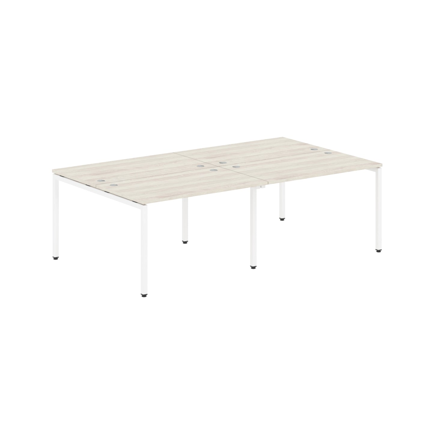 RECTANGULAR SHAPE CLUSTER OF 04 WORKSTATION MADE IN 25MM MFC TOP, E1 LAMINATE CHIPBOARD WITH WOODEN MODESTY PANEL 40X40MM METAL U SHAPE FRAMES