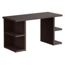 WOODEN RECTANGULAR SHAPE COMPUTER DESK WITH SIDE SHELVES, MADE IN E1 LAMINATE CHIPBOARD COLOR : BURGUNDY SIZE : 1360х600х762MMH **MADE IN EUROPE **5 YEARS GUARANTEE