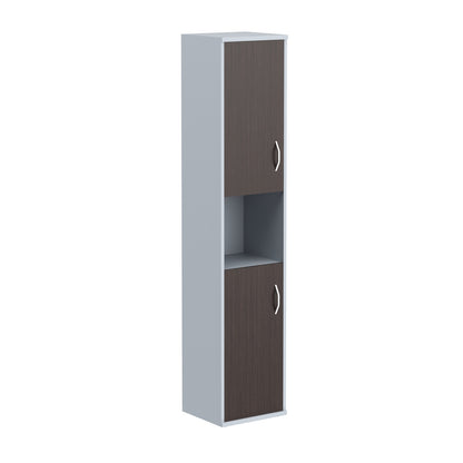 FULL HEIGHT CABINET, MADE IN E1 LAMINATE CHIPBOARD, WITH WOODEN SWING DOORS AND OPEN SHELF