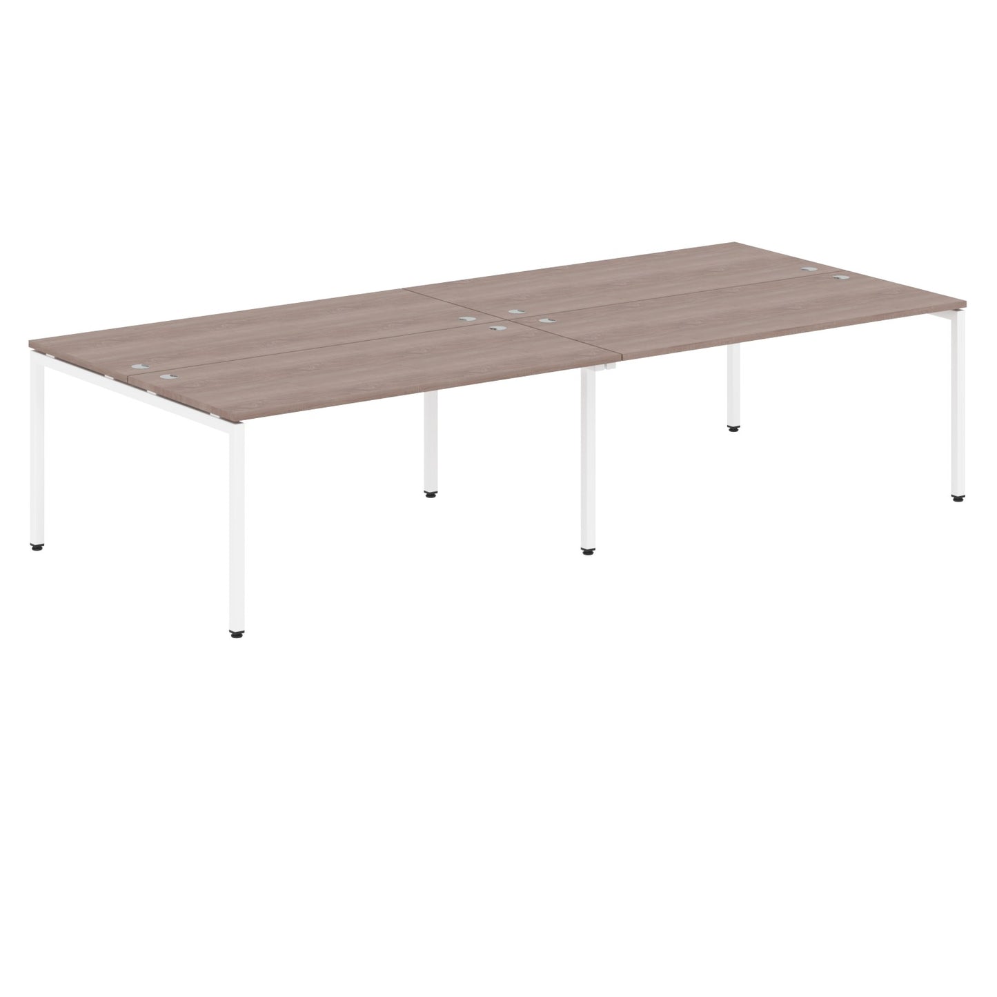 RECTANGULAR SHAPE CLUSTER OF 04 WORKSTATION MADE IN 25MM MFC TOP, E1 LAMINATE CHIPBOARD WITH WOODEN MODESTY PANEL 40X40MM METAL U SHAPE FRAMES
