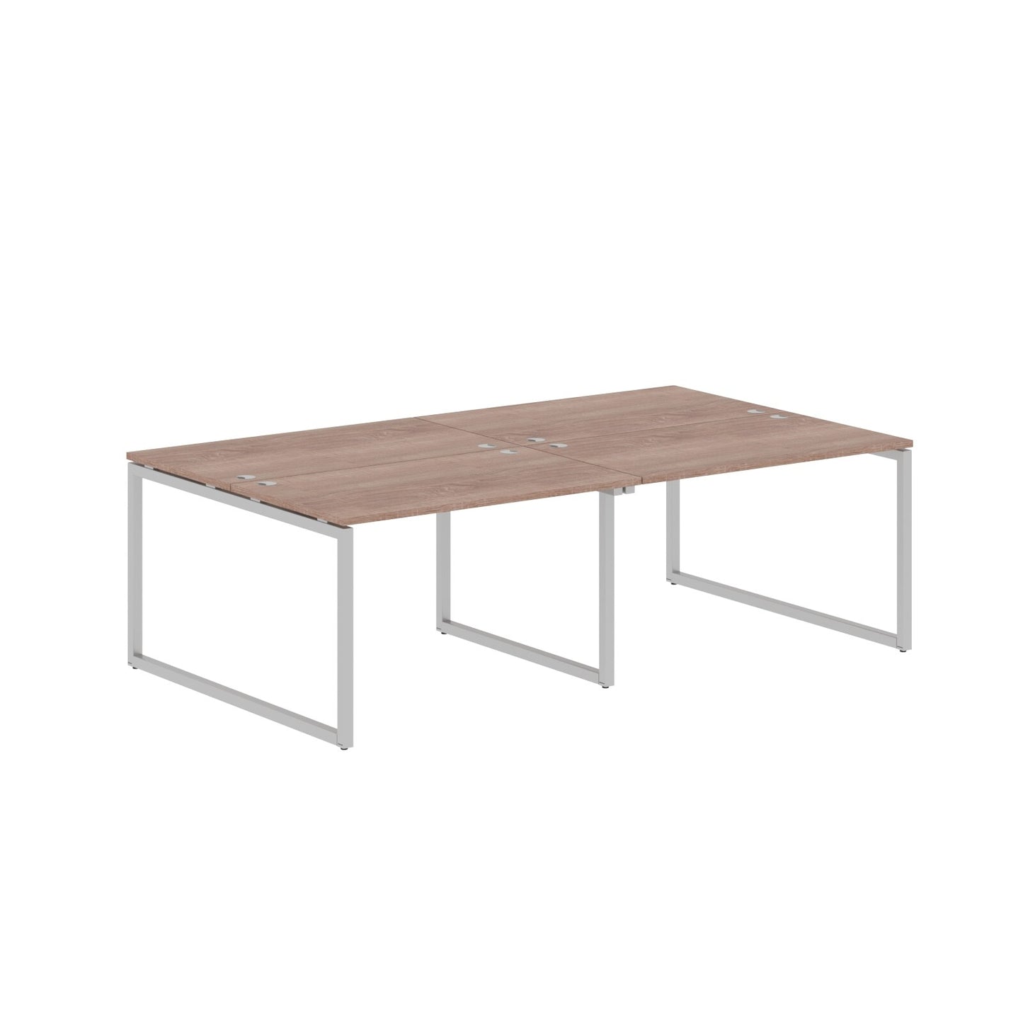 RECTANGULAR SHAPE CLUSTER OF 04 WORKSTATION MADE IN 25MM MFC TOP, E1 LAMINATE CHIPBOARD WITH WOODEN MODESTY PANEL 40X40MM METAL O SHAPE FRAMES