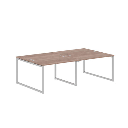 RECTANGULAR SHAPE CLUSTER OF 04 WORKSTATION MADE IN 25MM MFC TOP, E1 LAMINATE CHIPBOARD WITH WOODEN MODESTY PANEL 40X40MM METAL O SHAPE FRAMES