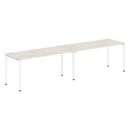 RECTANGULAR SHAPE CLUSTER OF 02 WORKSTATION MADE IN 25MM MFC TOP, E1 LAMINATE CHIPBOARD WITH WOODEN MODESTY PANEL 40X40MM METAL U SHAPE FRAMES
