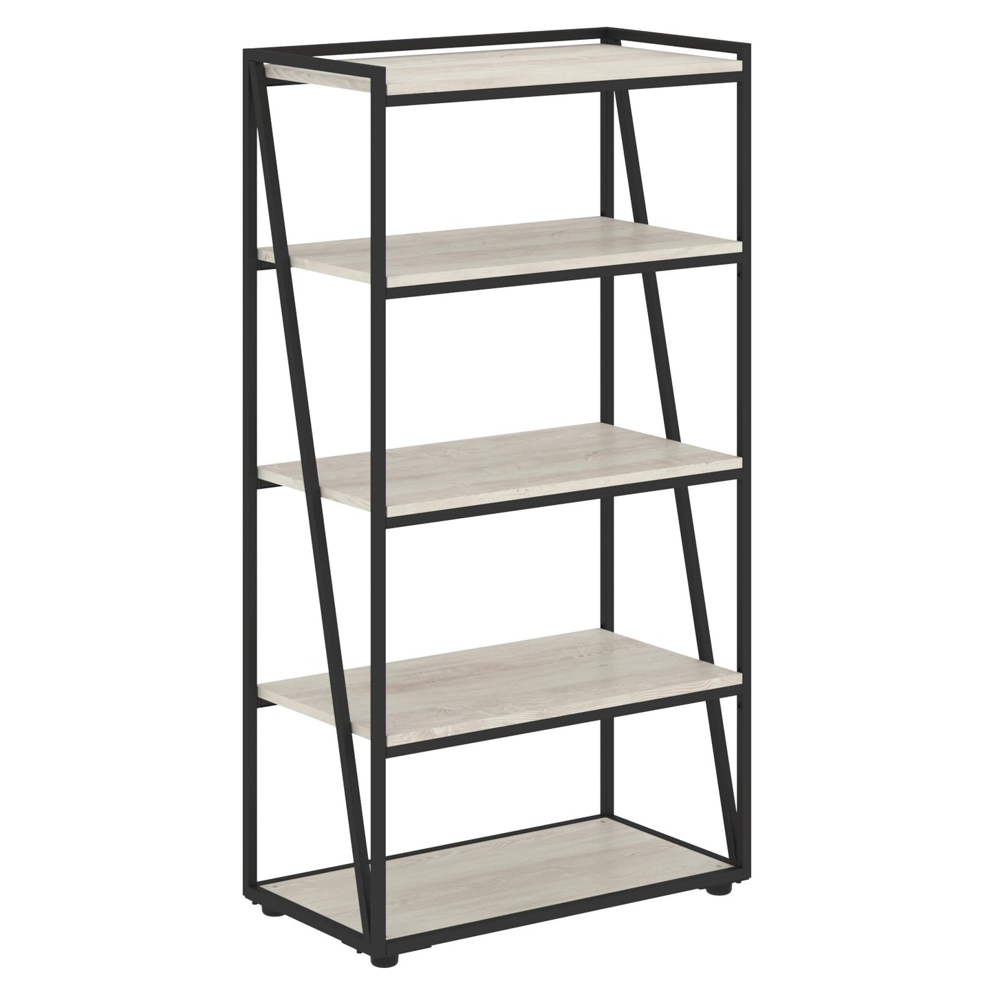 FULL HEIGHT WOODEN OPEN SHELVES WITH METAL FRAMES, MADE IN E1 LAMINATE CHIPBOARD