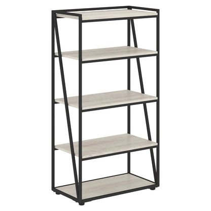 FULL HEIGHT WOODEN OPEN SHELVES WITH METAL FRAMES, MADE IN E1 LAMINATE CHIPBOARD