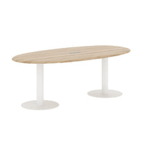 OVAL SHAPE MEETING TABLE, MADE IN E1 LAMINATE CHIPBOPARD, WITH METAL LEG