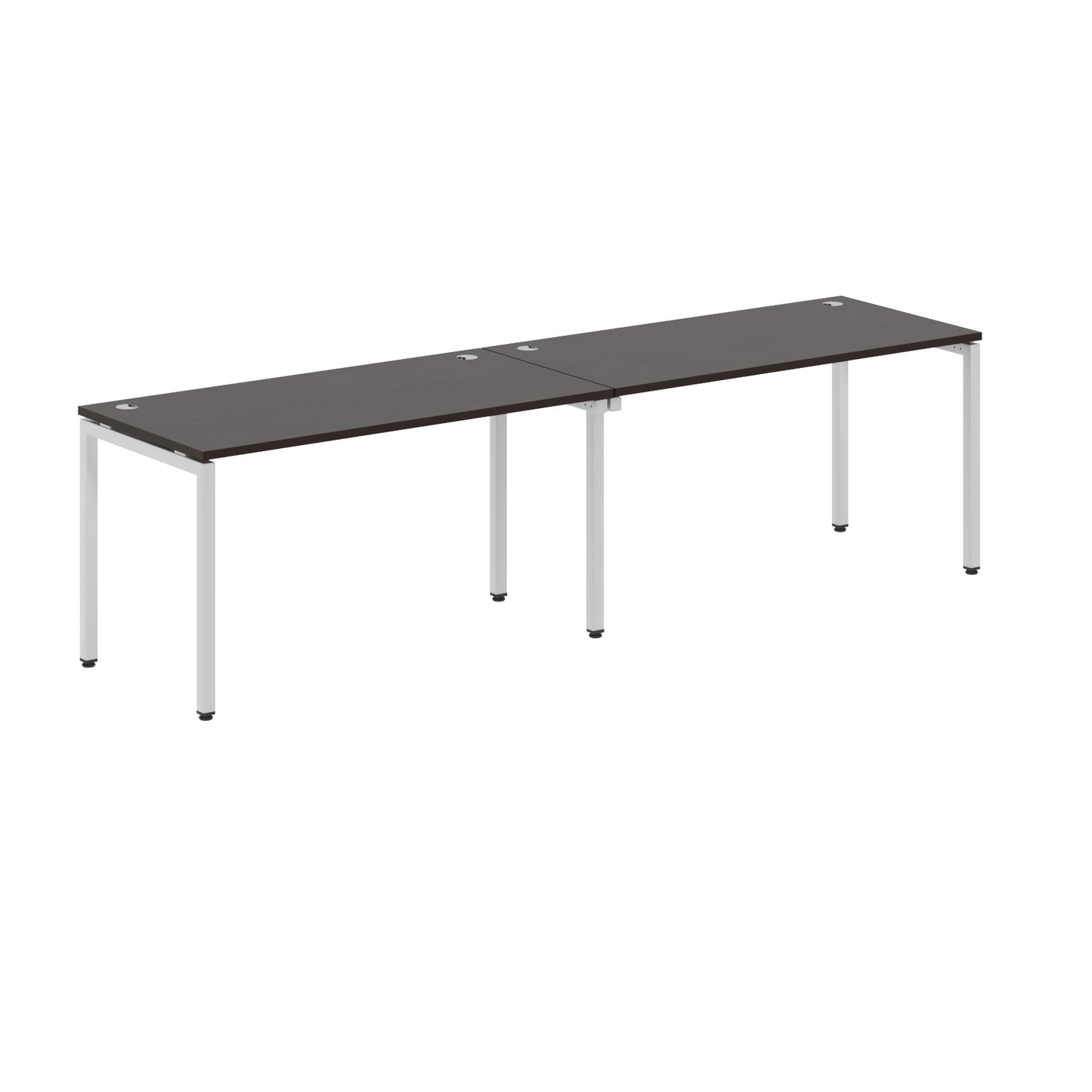 RECTANGULAR SHAPE CLUSTER OF 02 WORKSTATION MADE IN 25MM MFC TOP, E1 LAMINATE CHIPBOARD WITH WOODEN MODESTY PANEL 40X40MM METAL U SHAPE FRAMES
