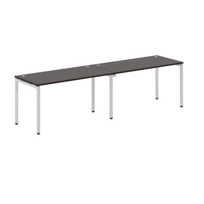RECTANGULAR SHAPE CLUSTER OF 02 WORKSTATION MADE IN 25MM MFC TOP, E1 LAMINATE CHIPBOARD WITH WOODEN MODESTY PANEL 40X40MM METAL U SHAPE FRAMES