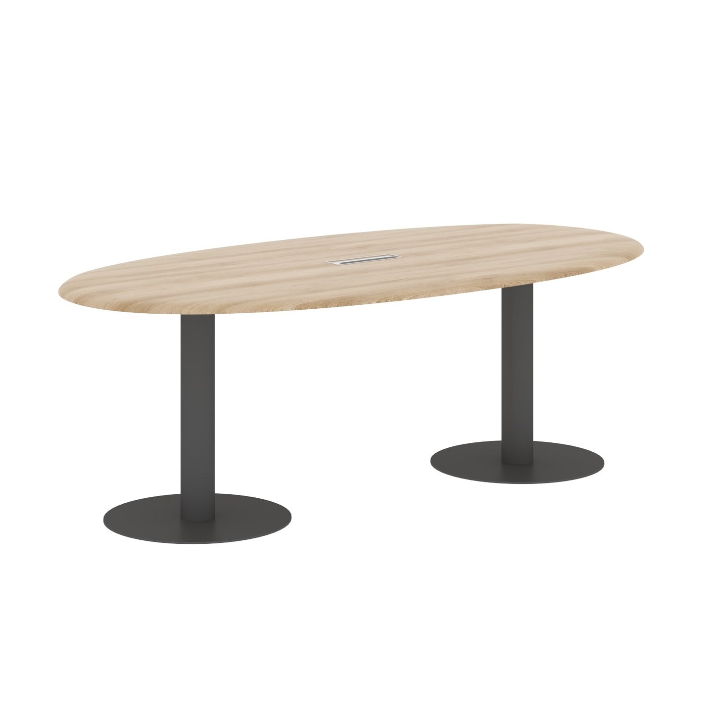 OVAL SHAPE MEETING TABLE, MADE IN E1 LAMINATE CHIPBOPARD, WITH METAL LEG