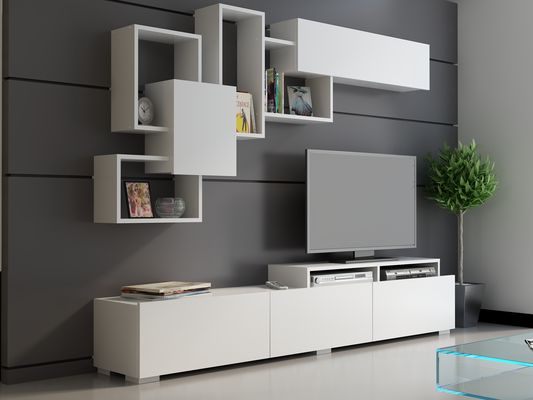 TV Unit Amor - White-AMOR82TS01