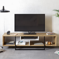 Asal 59'' TV Unit - Oud Oak & White & Black