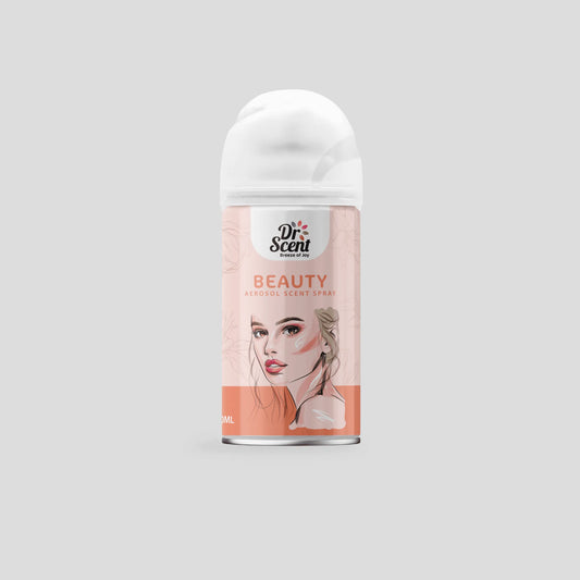 Dr. Scent Beauty aerosol spray can on a light gray background