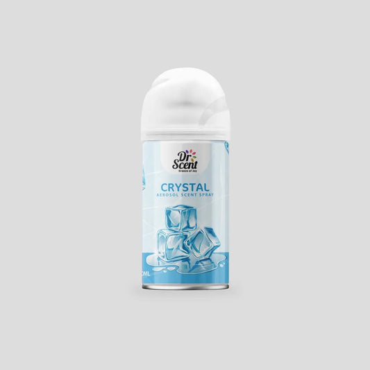 Dr. Scent Crystal air freshener spray on a gray background