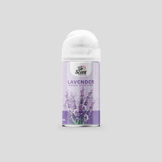Dr. Scent lavender scented spray bottle on a gray background