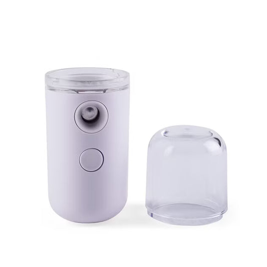 Purple handheld device with a clear component on a white background