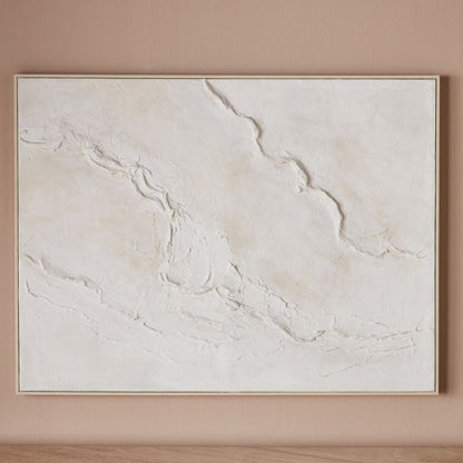 Beige marble-patterned wall tile on a beige wall