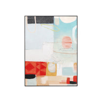 Abstract art print with colorful geometric shapes on a white background