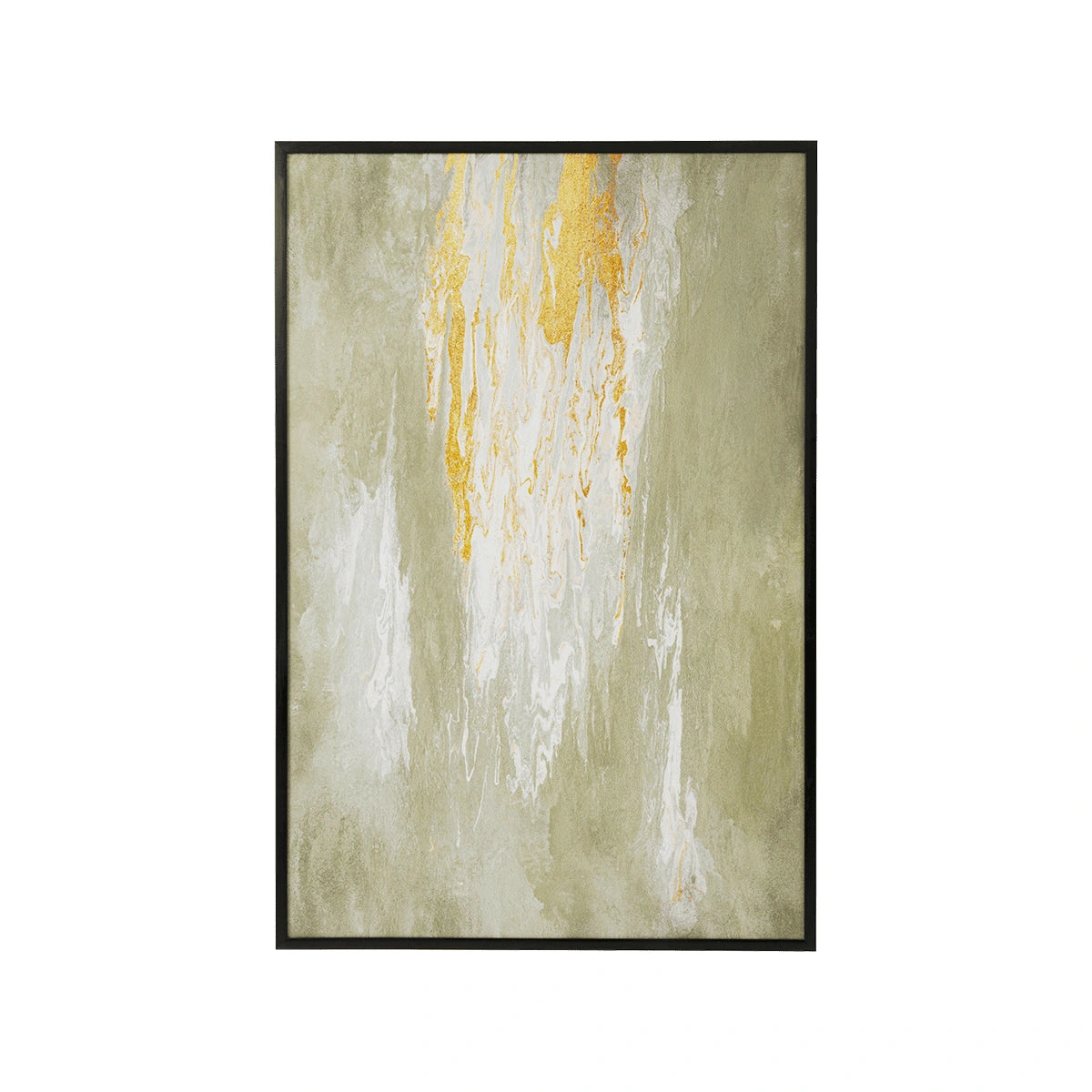 Abstract art print with yellow and white abstract design on a beige background