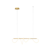 Modern pendant light with gold finish on a white background