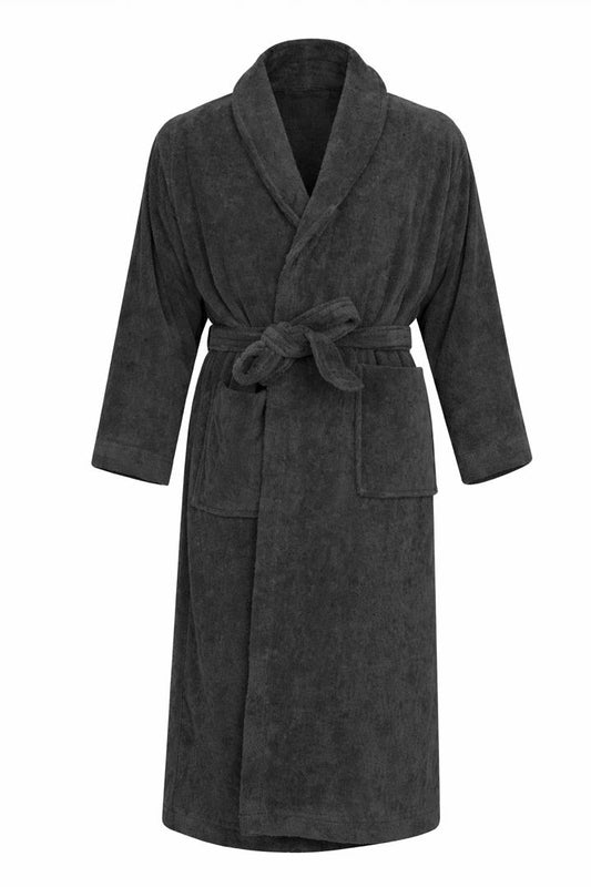 Dark gray robe with a belt on a white background