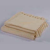 Handwoven Cotton Throw with tassels in Cream 50