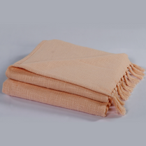 Handwoven Cotton Throw with tassels in Blush Pink 50