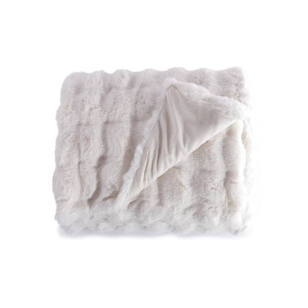 Folded textured blanket on a white background