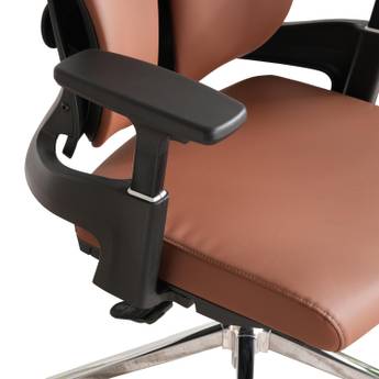 Brown office chair with armrest on a black background